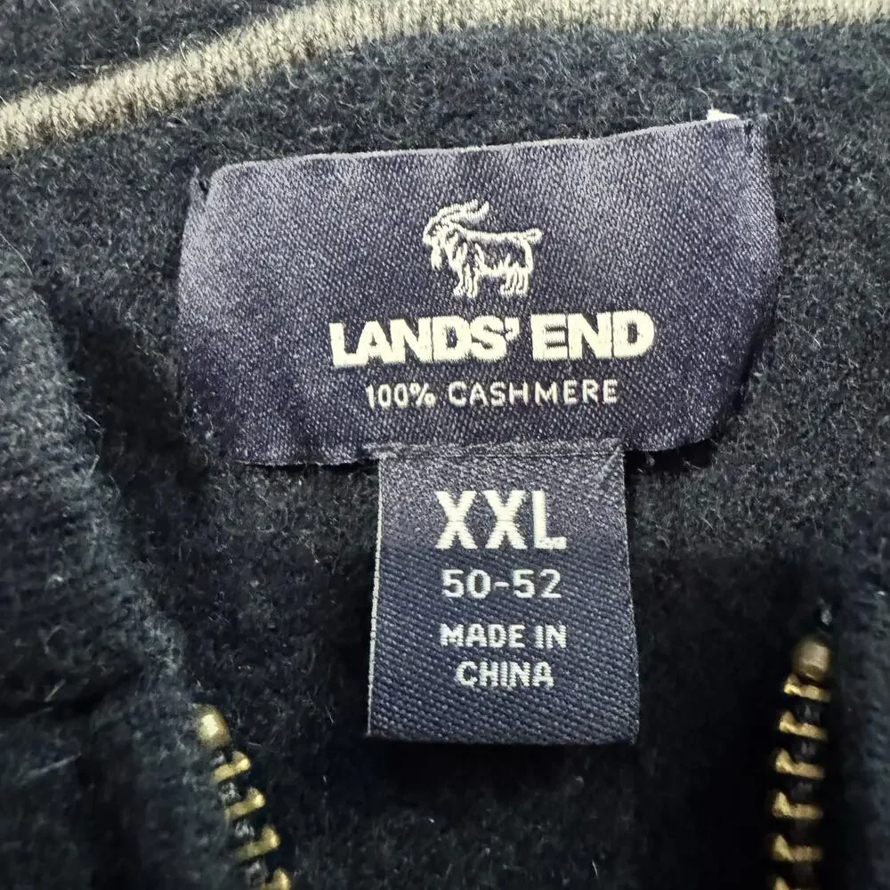Lands End 100% Cashmere Zip Hoodie Sweater Blue Womens XXL - Picture 5 of 6